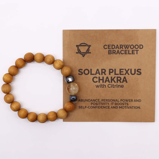 Solar plexus chakra cedarwood bracelet with citrine