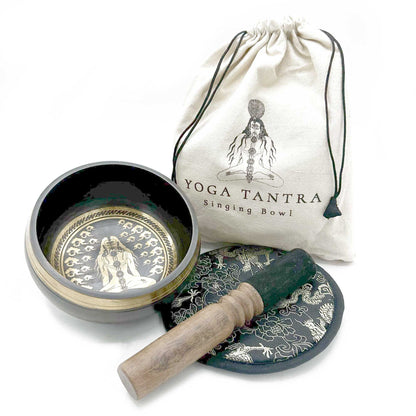 Hand-Hammered & Engraved Singing Bowl Gift Set – 14cm – Yogi