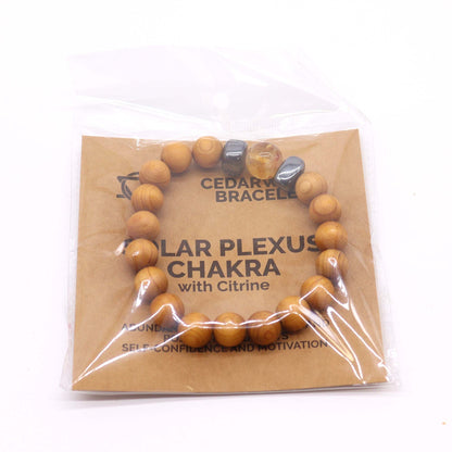 Solar plexus chakra cedarwood bracelet with citrine