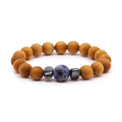 Cedarwood bracelet for the throat chakra with sodalite