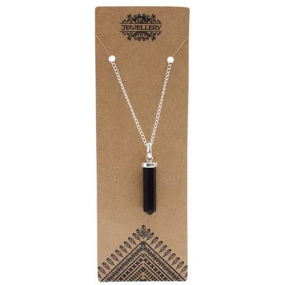 Gemstone pendant in a classic faceted shape – black agate