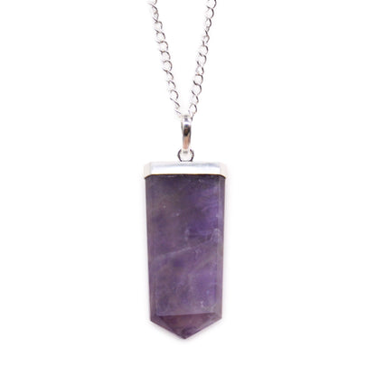 Pendant in the shape of a flat gemstone crystal – amethyst