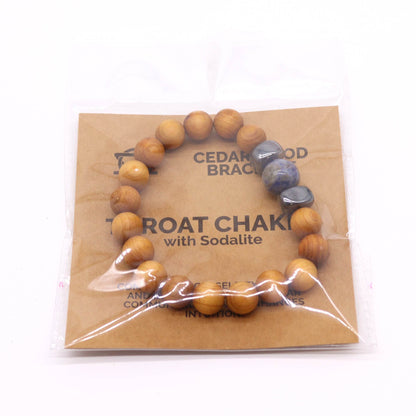 Cedarwood bracelet for the throat chakra with sodalite