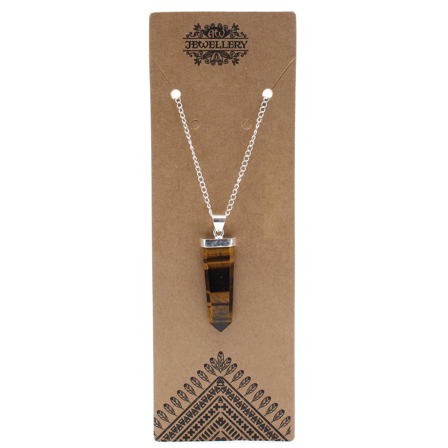 Pendant in the shape of a flat gemstone crystal - tiger's eye.