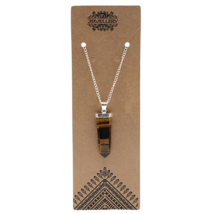 Pendant in the shape of a flat gemstone crystal - tiger's eye.