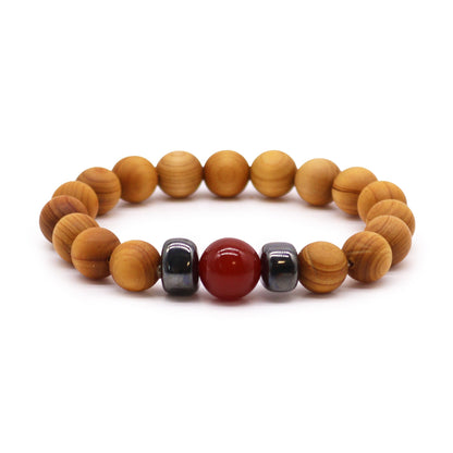 Cedar Wood Root Chakra Bracelet with Red Jasper