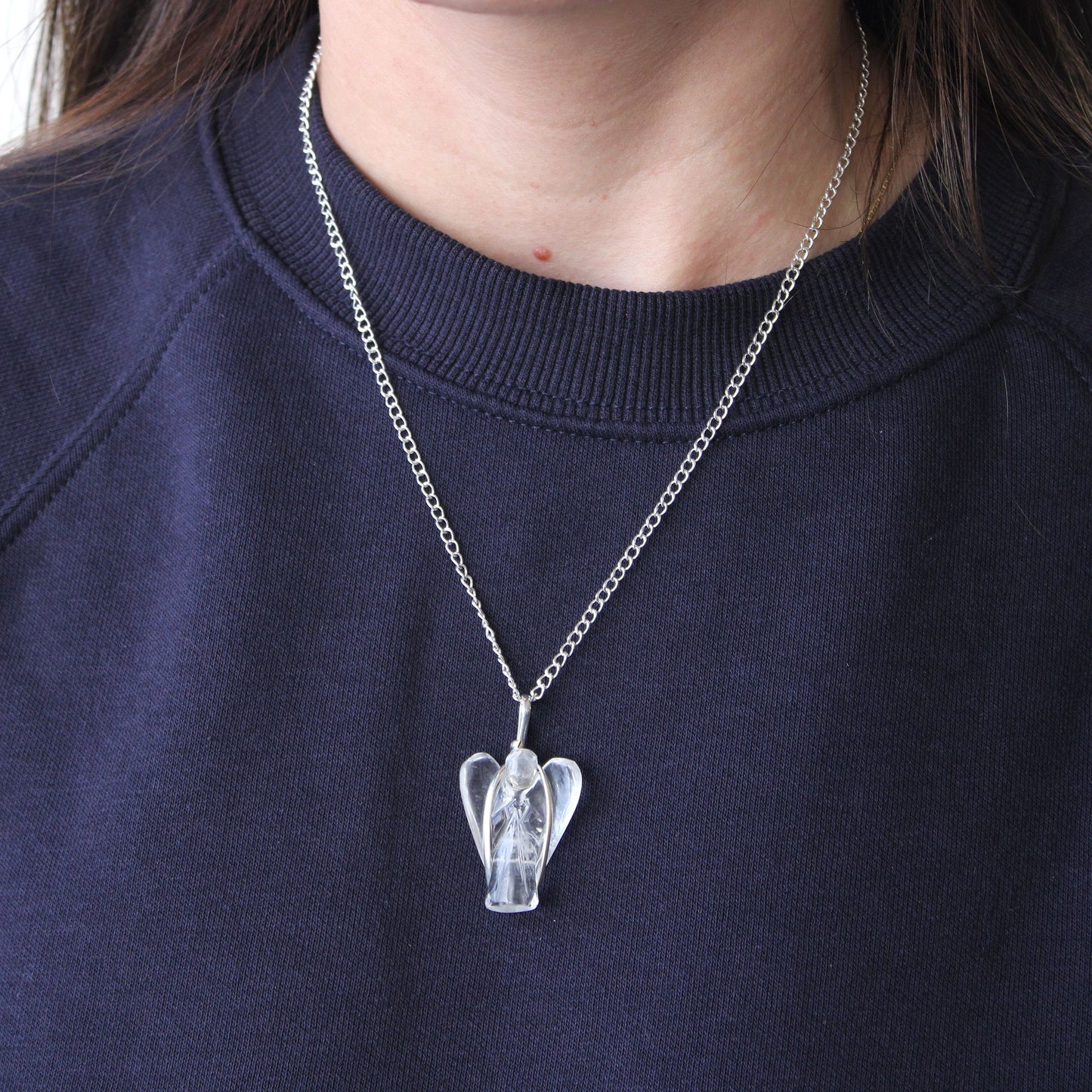 Guardian Angel gemstone pendant - rose quartz