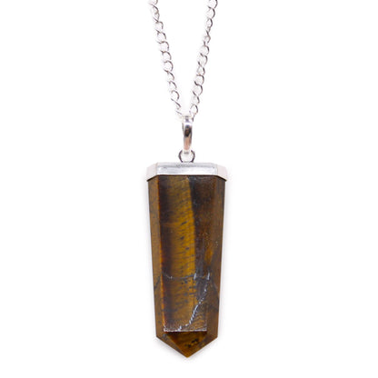 Pendant in the shape of a flat gemstone crystal - tiger's eye.