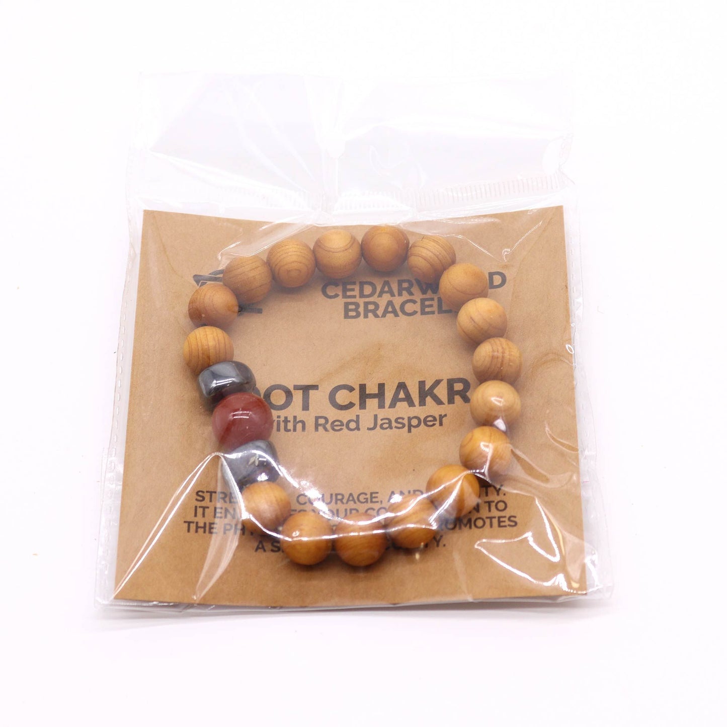 Cedar Wood Root Chakra Bracelet with Red Jasper