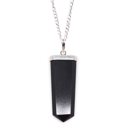 Pendant in the shape of a flat gemstone crystal - black agate