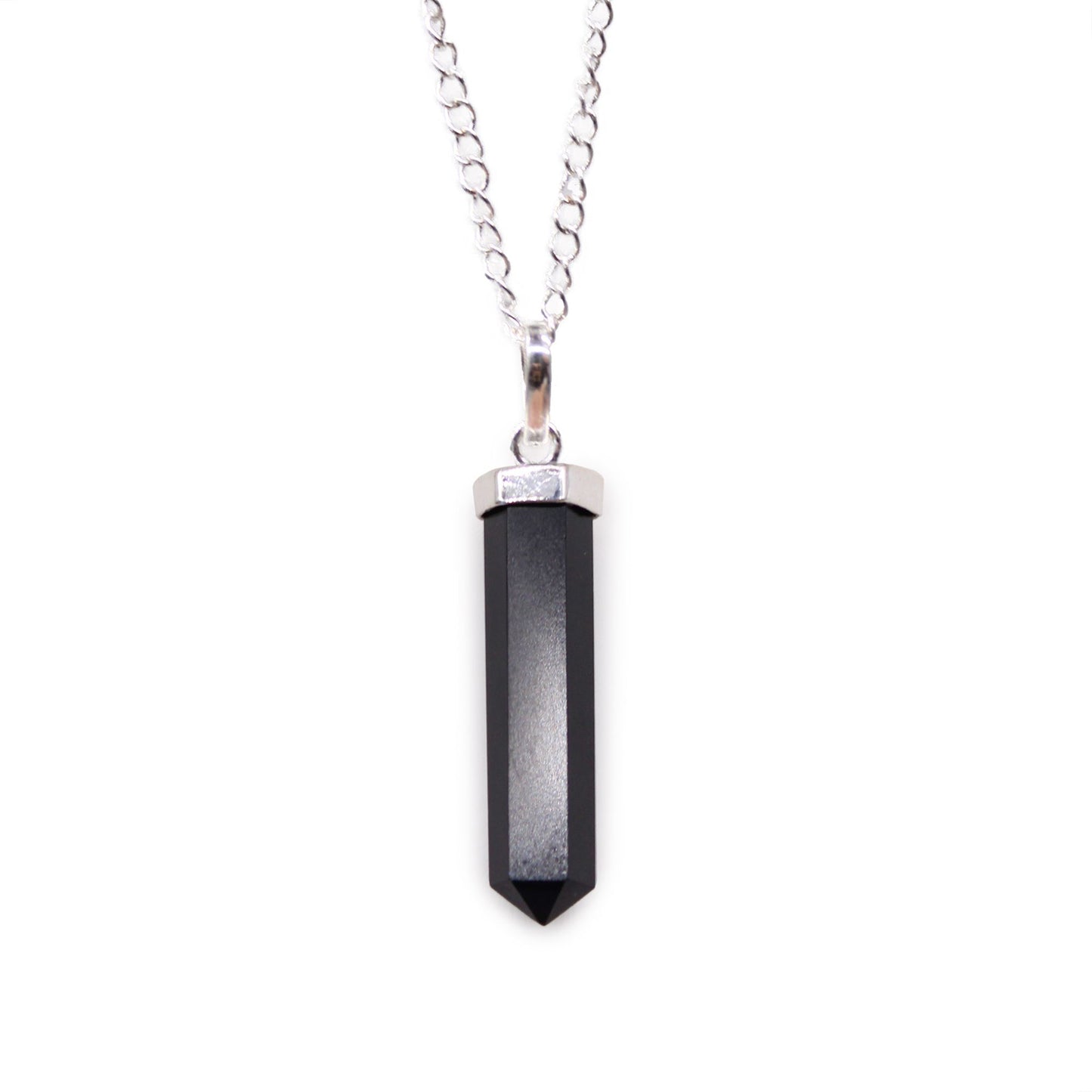 Gemstone pendant in a classic faceted shape – black agate