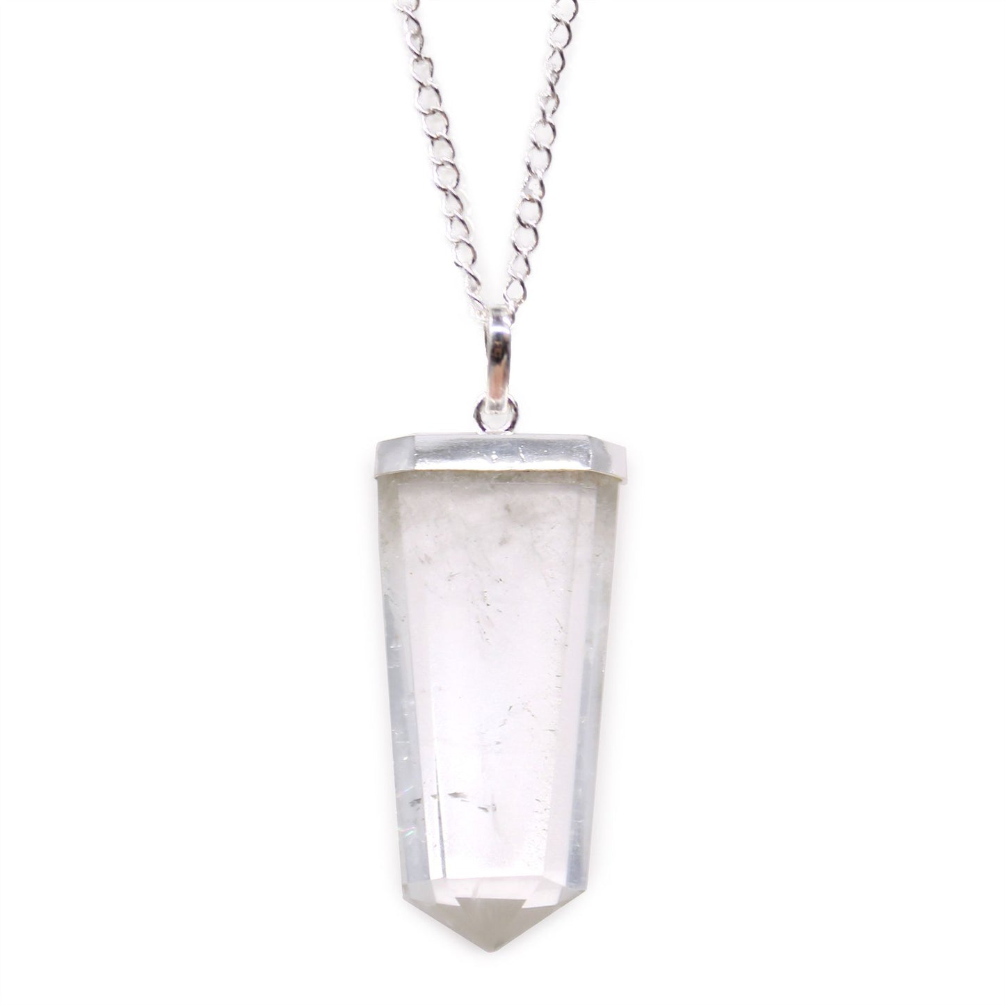 Pendant in the shape of a flat gemstone crystal – crystal (clear quartz)