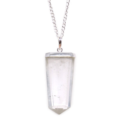 Pendant in the shape of a flat gemstone crystal – crystal (clear quartz)