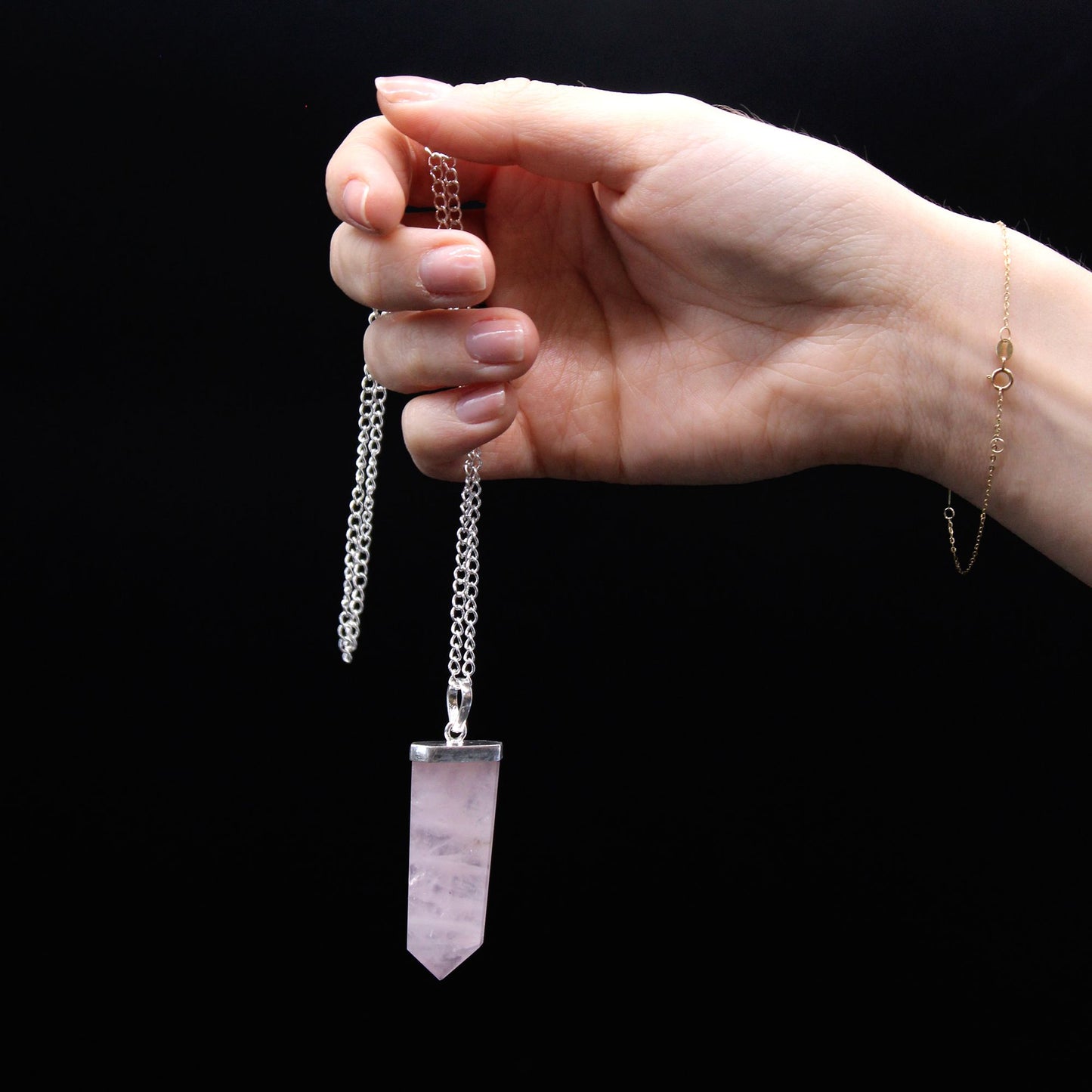Pendant in the shape of a flat gemstone crystal - black agate