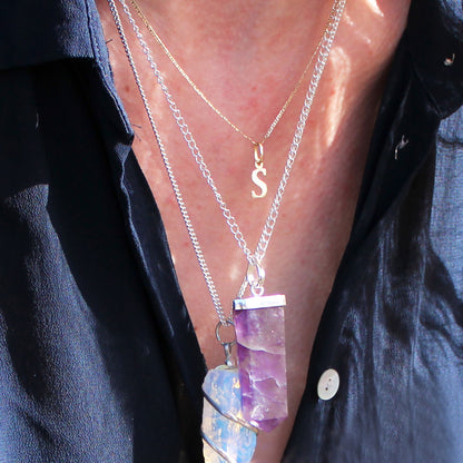 Pendant in the shape of a flat gemstone crystal - black agate