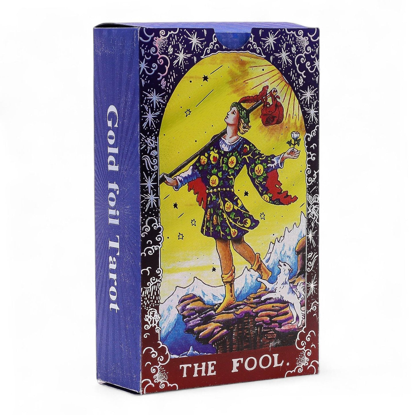 Súprava tarotových kariet s modrou metalickou fóliou – Mandala – s príručkou